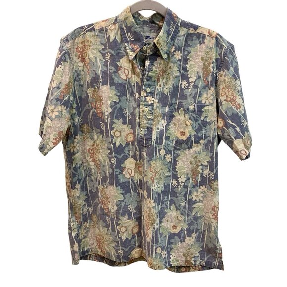 VTG Reyn Spooner Mens Large Pullover Hawaiian Camp Shirt Floral Polynesian Tiki - Picture 1 of 8